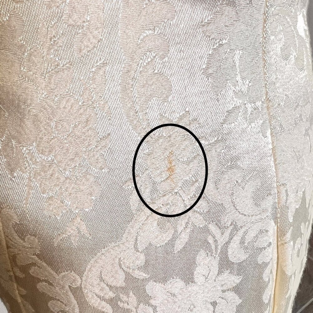 Vintage 1980s Roberta Ivory Brocade Courthouse Wedding Dress Gold Appliqué XS - Picture 11 of 11